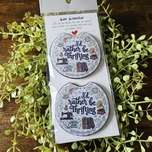 I'd Rather Be Thrifting Car Coaster Set